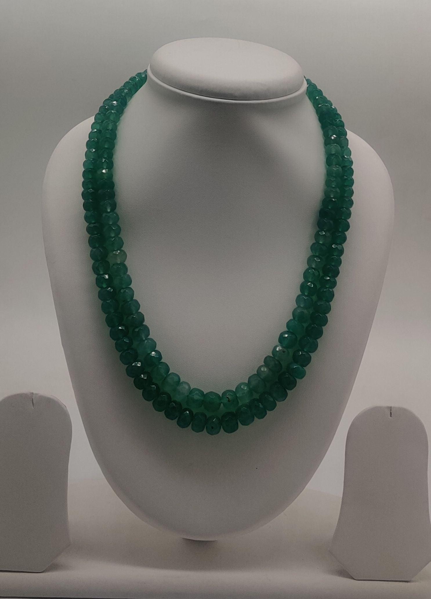 Emerald Echo � Double-Strand Faceted Green Bead Necklace