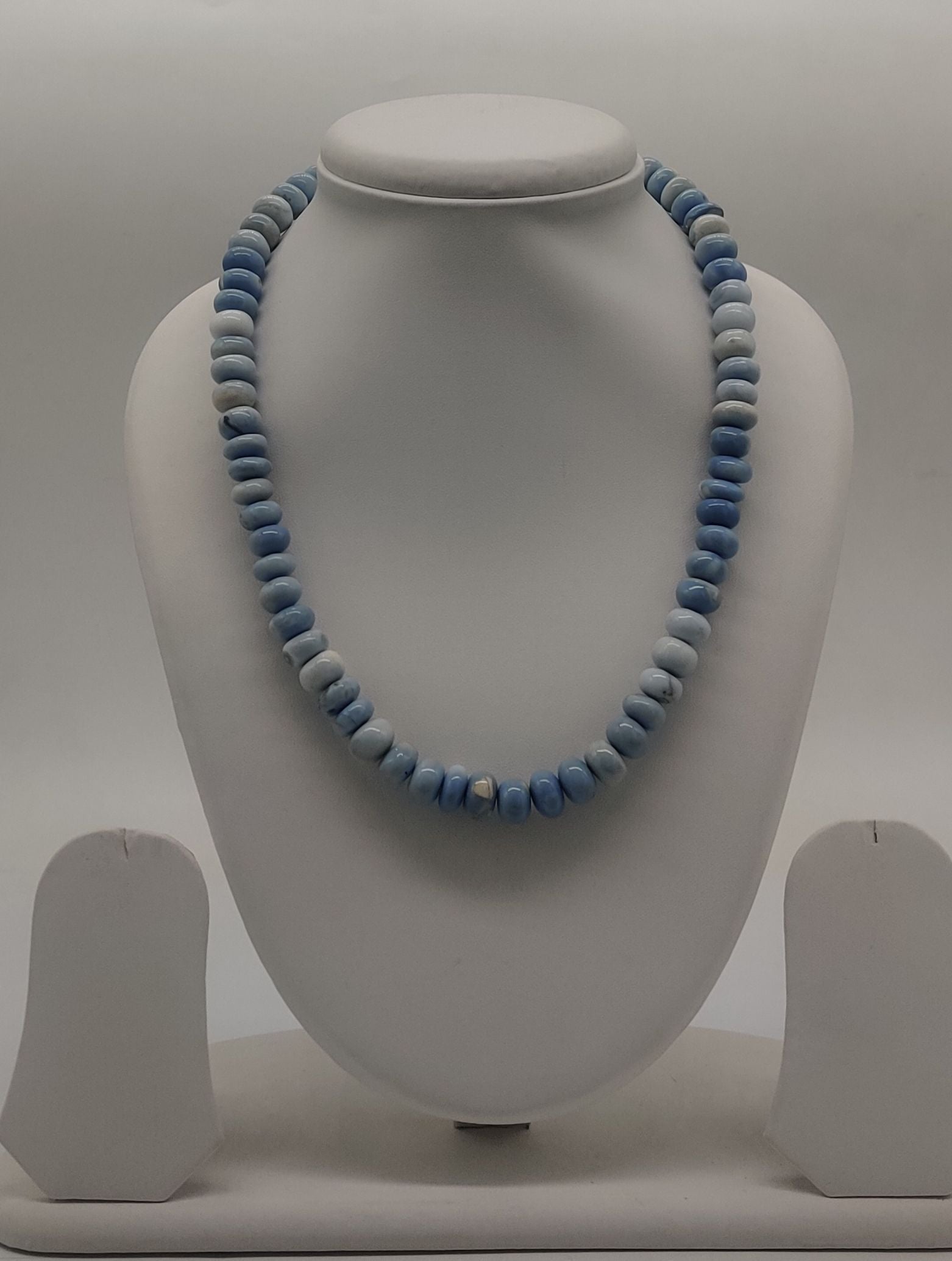 Skyline Duo � Light Blue & White Cylindrical Bead Necklace
