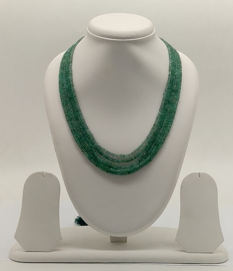Emerald Drapes � Cascading Multi-Strand Green Bead Necklace