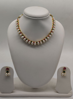 Fresh water pearl Necklace with pink and green stones