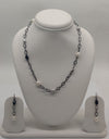 Noir Chain & Pearl Contrast Jewelry Silver Necklace Set