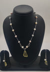Radiance Pearl & Yellow Gemstone Jewelry Silver Necklace Set