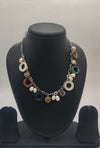 Rustic Loop Pearl & Stone Silver Necklace