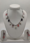 Rose Mist Bead & Pearl Jewelry Silver Necklace Set
