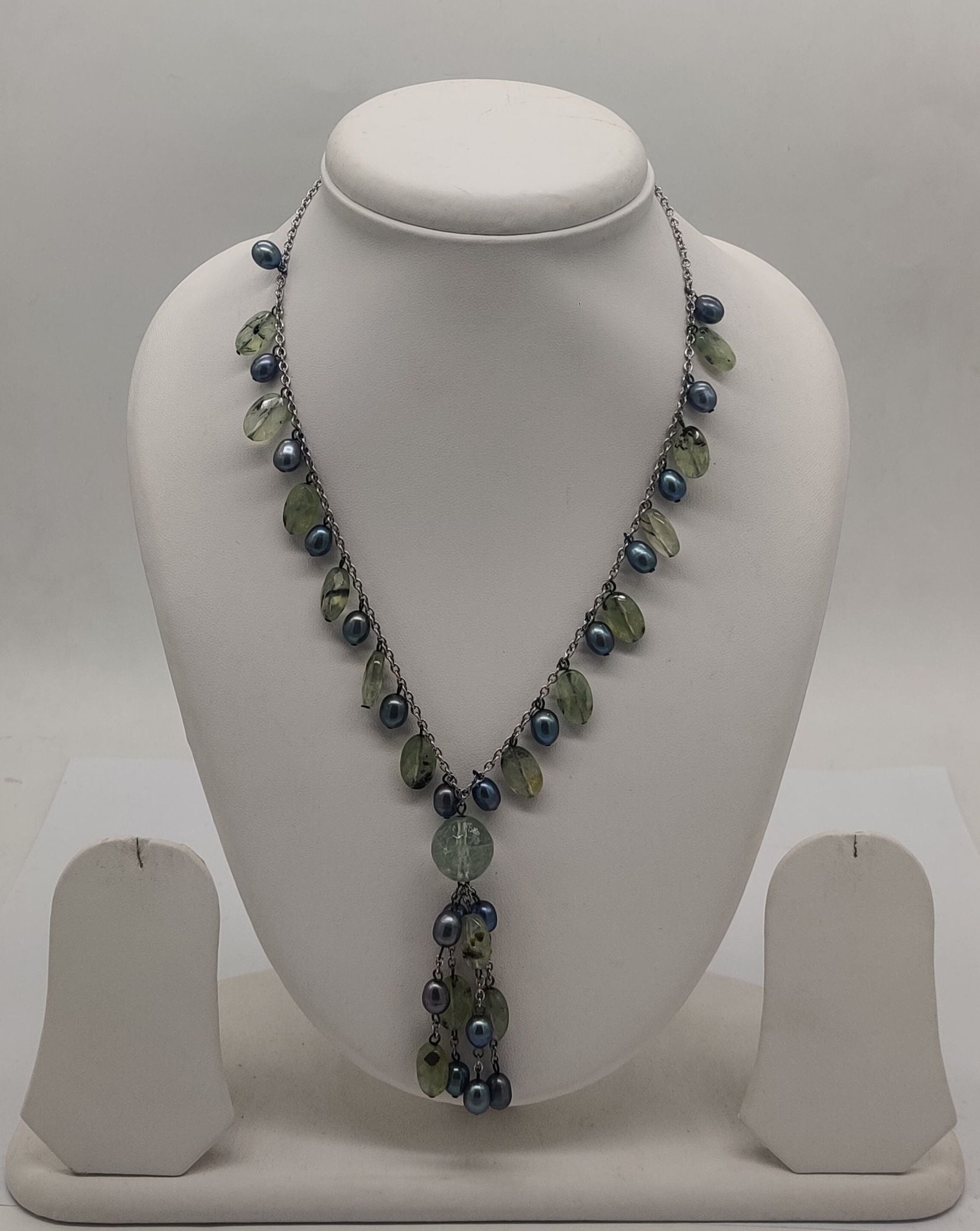 Forest Dew Pearl & Green Gem Pearls Silver Necklace