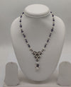 Amethyst Pearl Cluster Drop Silver Necklace