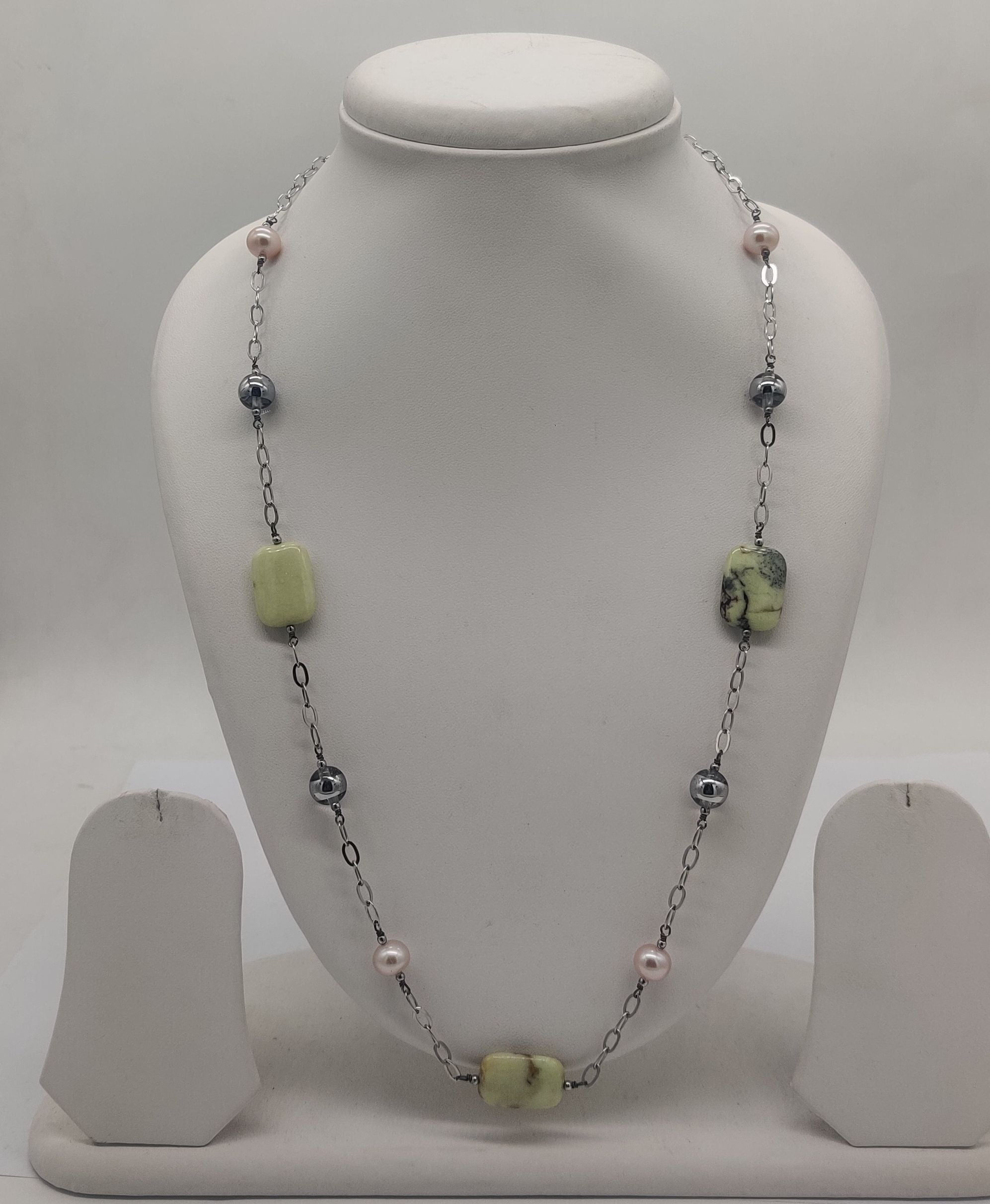 Pastel Pearl & Stone Harmony Silver Necklace