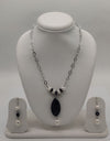 Midnight Drop Pearls Silver Necklace Set