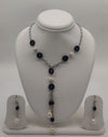 Noir & Pearl Y-Drop Silver Necklace Set