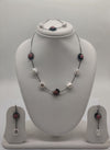 Rose Blossom Pearls Silver Necklace Set