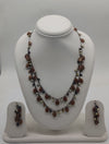 Mocha Cascade Bead Pearls Silver Necklace Set