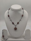 Rustic Ember Stone Pearls Silver Necklace