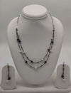 Twilight Layers Pearls Silver Necklace Set