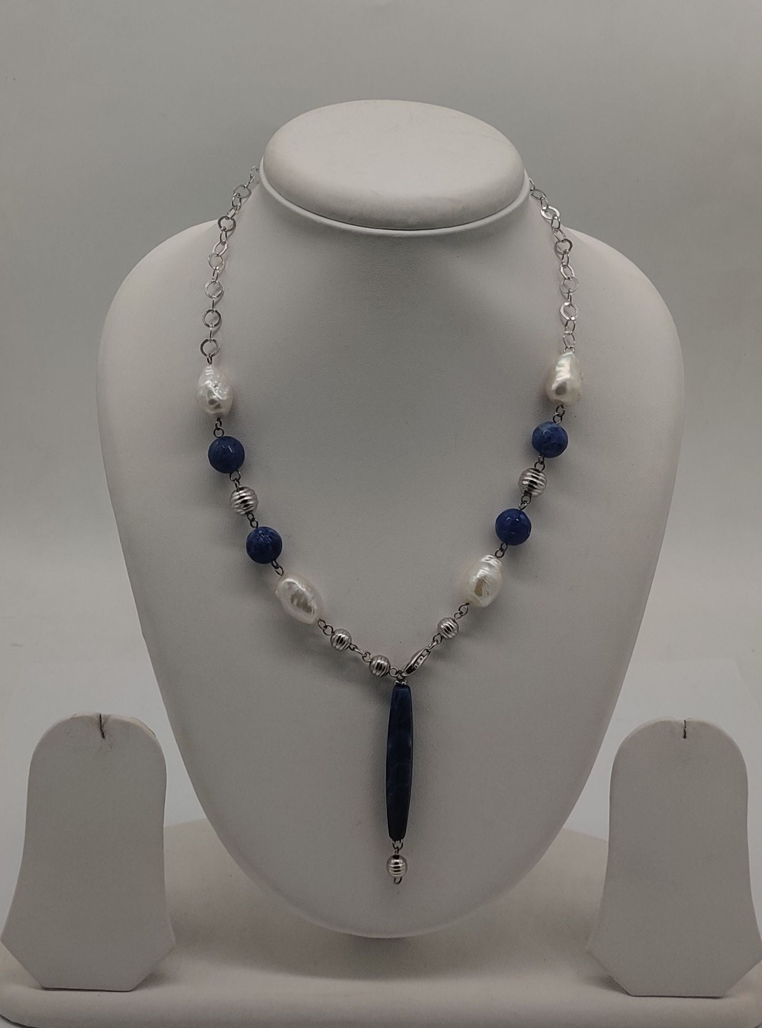 Ocean Depths Baroque Pearls Silver Necklace
