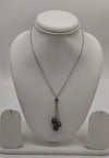 Noir Lariat Pearl Drop Silver Necklace