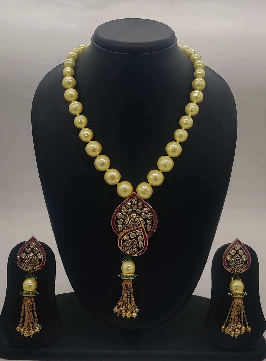 pearls With CZ stones pendant Set