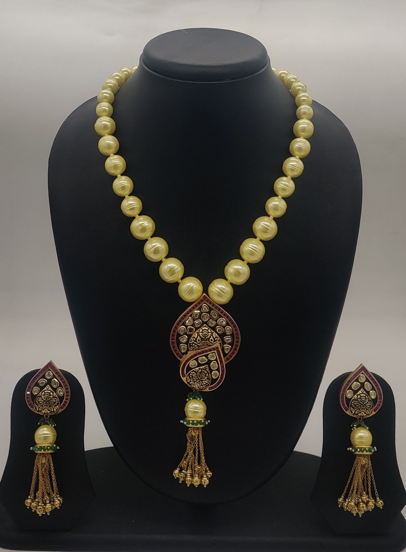 pearls With CZ stones pendant Set