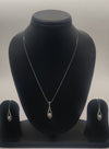 Teardrop Pearl Charm Silver Pendent Set