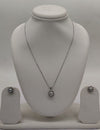 Halo Elegance Pearls Silver Pendent Set