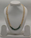 Emerald Cascade Double-Strand Freshwater Pearl Taar Mala with Green Faceted Beads