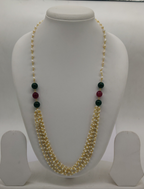 Heritage Ruby-Green Multi-Strand Freshwater Pearl Taar Mala with Green and Red Beads
