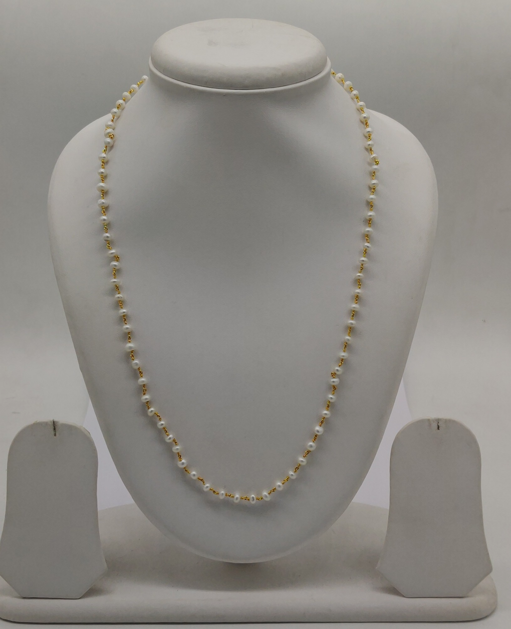 Golden Grace Long Freshwater Pearl Taar Mala with Gold-Tone Spacer Beads