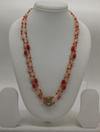 Royal Coral Crystal Double-Strand Taar Mala with Ornate Gold-Tone Centerpieces