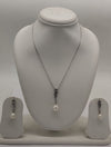 Regal Lattice  Pearls Silver Pendent Set
