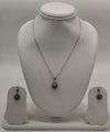 Noir Halo Drop Pearls Silver Pendent Set