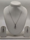 Vintage Teardrop Elegance Pearls Silver Pendent Set
