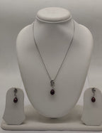 Merlot Glow Pearls Silver Pendent Set