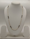 Festive Harmony Long Freshwater Pearl Taar Mala with Red and Green Bead Clusters