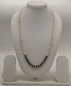 Midnight Contrast Black and White Color-Block Taar Mala with Faux Pearls