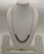 Midnight Contrast Black and White Color-Block Taar Mala with Faux Pearls