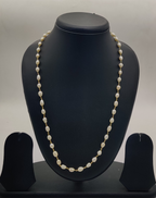 Golden Wire Long Freshwater Pearl Taar Mala with Gold-Tone Wrapped Detailing