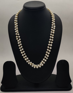 Natural Glow Double-Strand Irregular Freshwater Pearl Taar Mala with Gold-Tone Links