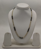 Two-Line Black Crystal and Gold-Tone Mala Necklace for Ceremonial Wear