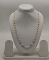 Single-Strand White Freshwater Pearl Taar Mala with Turquoise  Beads