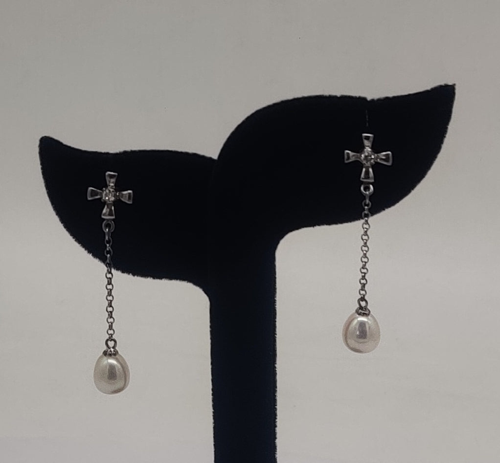 JAGDAMBA PEARLS SILVER HANGINGS ER50195