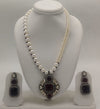 Royal Maroon temple two-line freshwater pearl pendent set