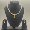 Leaf motif freshwater pearls pendant set with CZ accents and drop earrings for women
