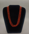 Crimson Trail � Layered Cylindrical Red Bead Necklace