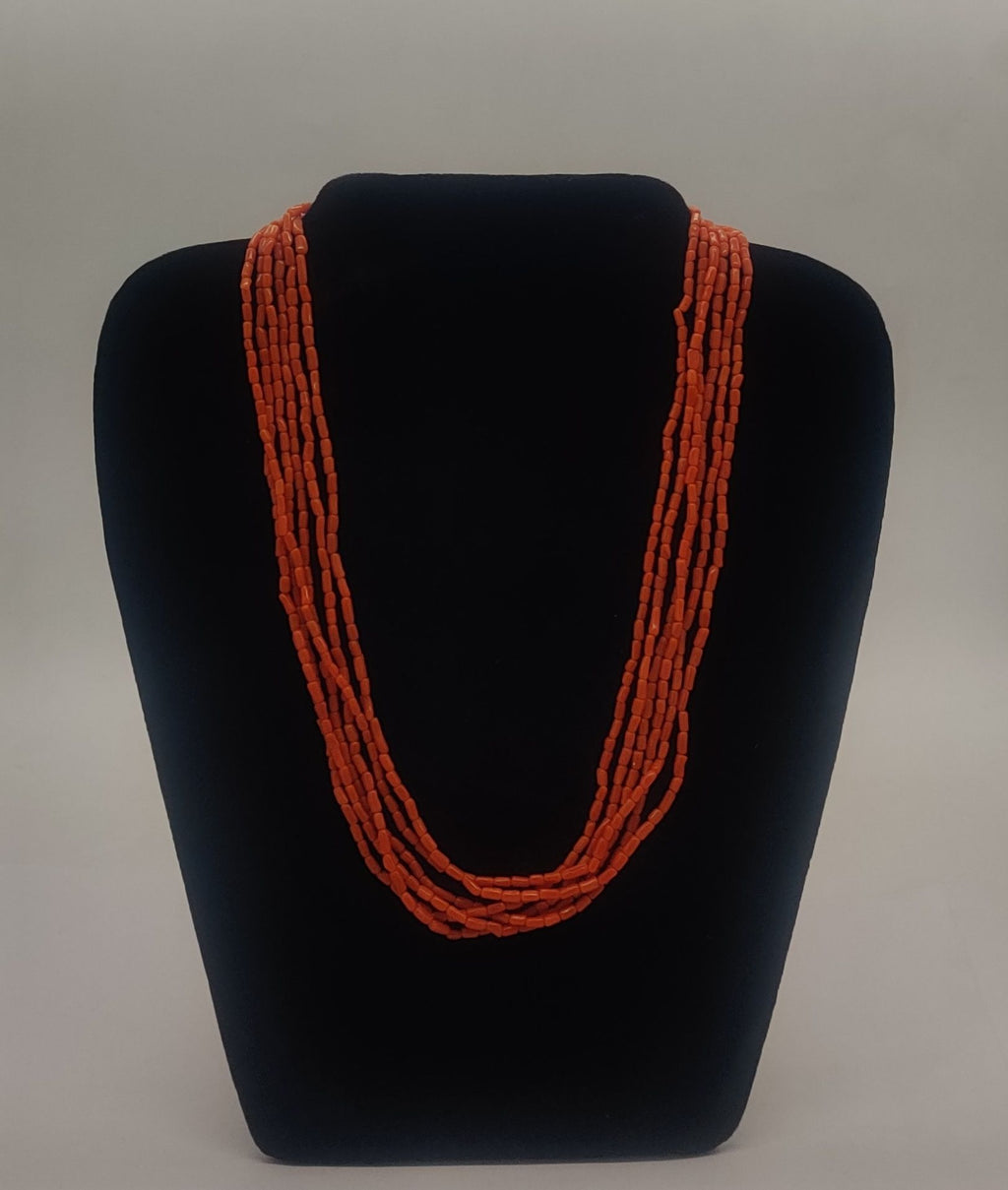 Crimson Trail � Layered Cylindrical Red Bead Necklace