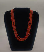 Crimson Trail � Layered Cylindrical Red Bead Necklace