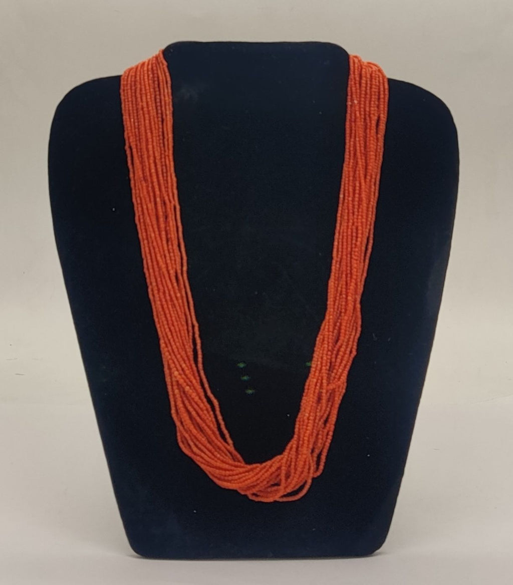 Tangerine Veil � Cascading Orange Strand Bead Necklace
