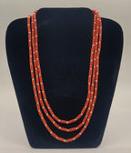 Scarlet Alloy � Red Cylindrical Beads & Silver Spacers Necklace