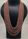 Coral Pearl Melody � Multi-Strand Necklace with Red Coral and White Pearls