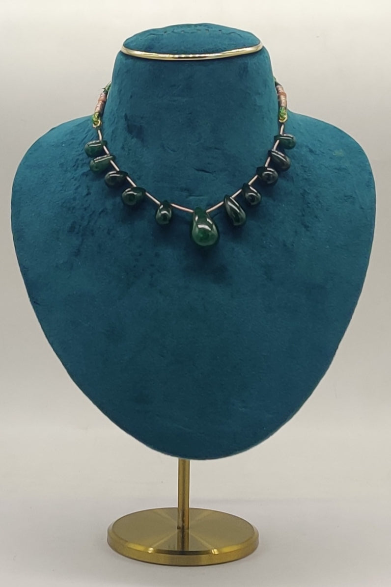 Jade Drop Grace � Green Tear-Drop Beaded Necklace
