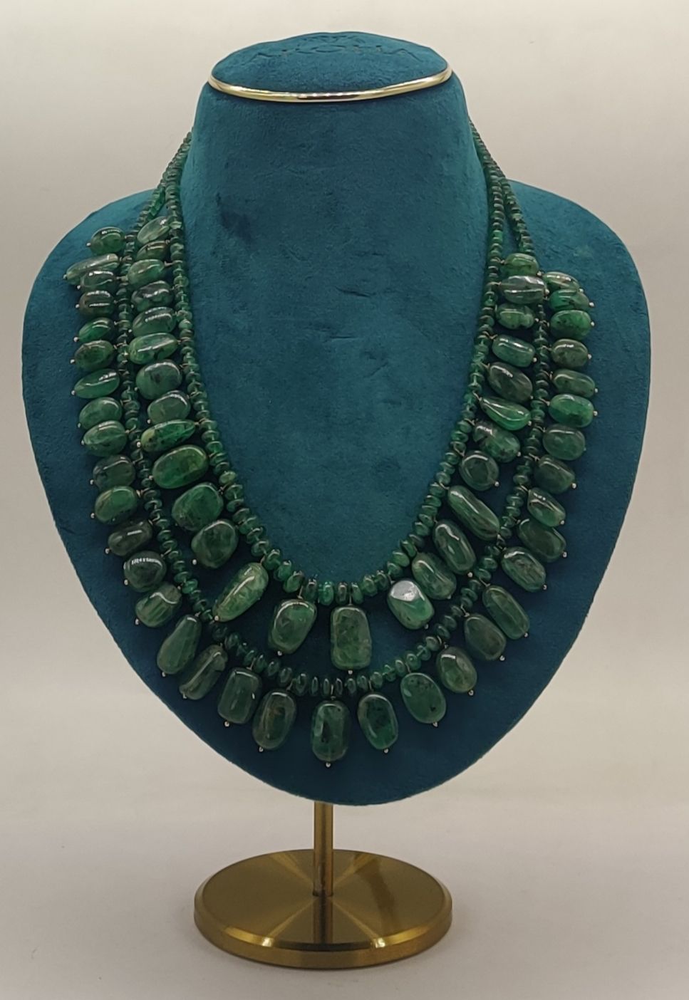Emerald Mirage � Multi-Layered Polished Green Gemstone Necklace