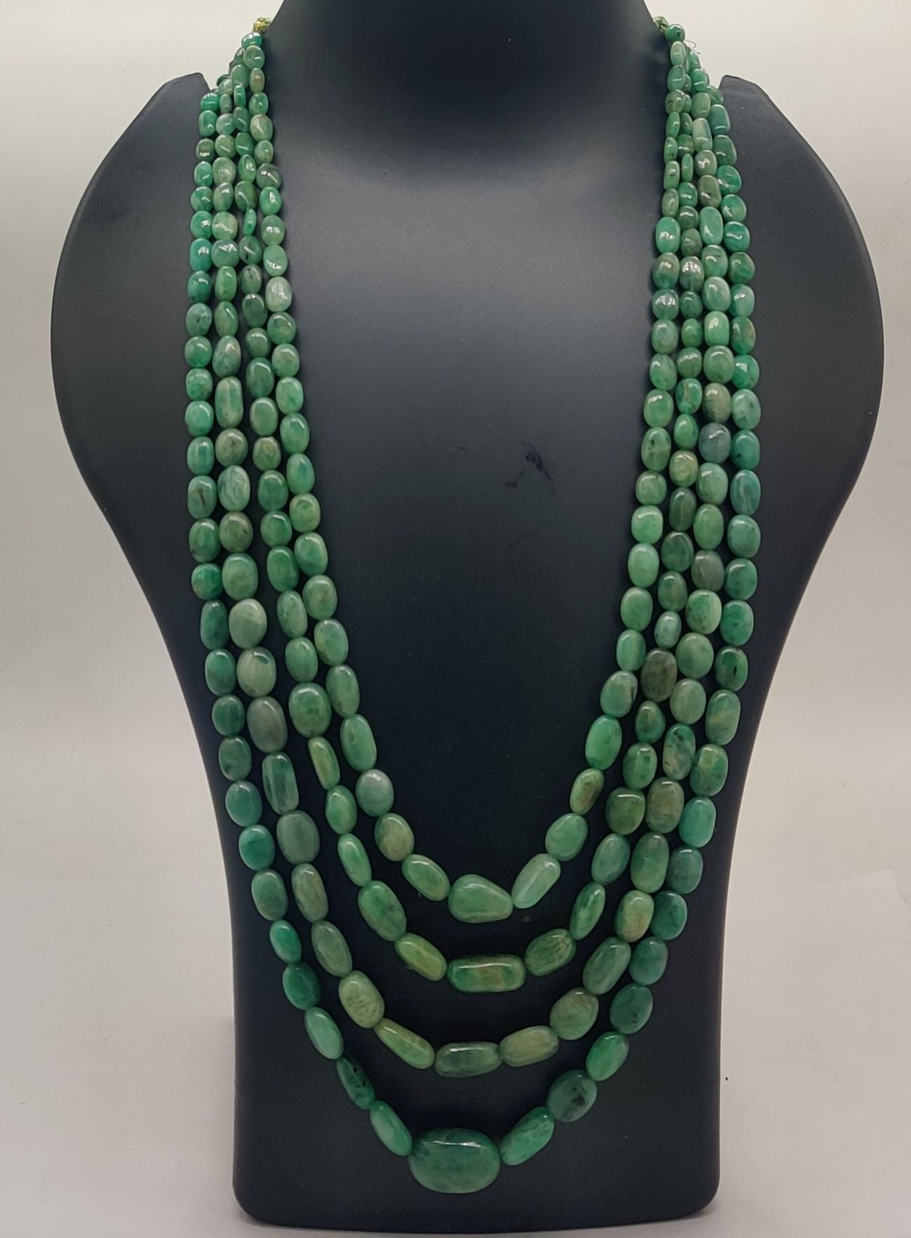 Royal Emerald Cascade � Multi-Strand Beaded Necklace